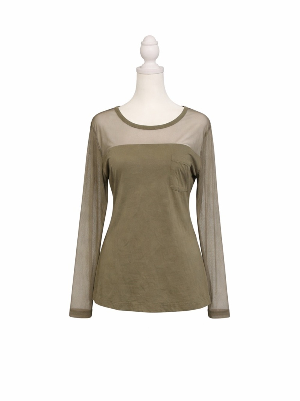 DKNY Olive Sheer Sleeve Blouse